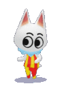 blanca from animal crossing with 2 little eyes looking to the side while she dances!!!