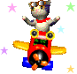 cute litle gif of a blue kitty (idk this guy sorry) wearing a red scarf and goggles flying a lovely plane (the plane is also red) with pastel stars surrounding it :)